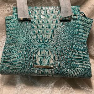 NWT Brahmin Priscilla Satchel Mineral Blue Melbourne Leather
